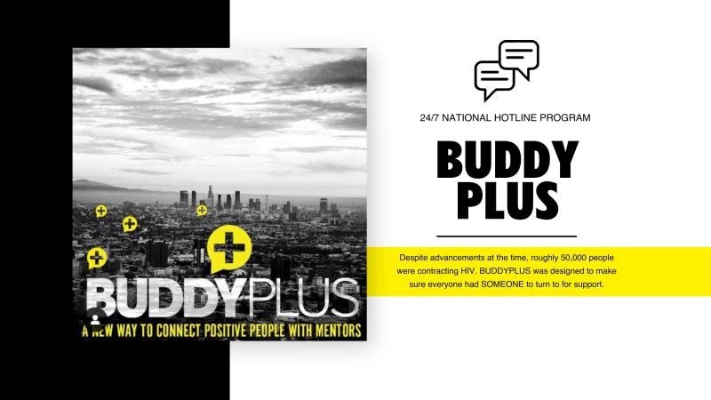 BuddyPlus campaign layout over the Los Angeles skyline