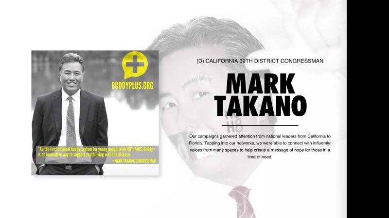 Congressman Mark Takano endorsement layout for BuddyPlus