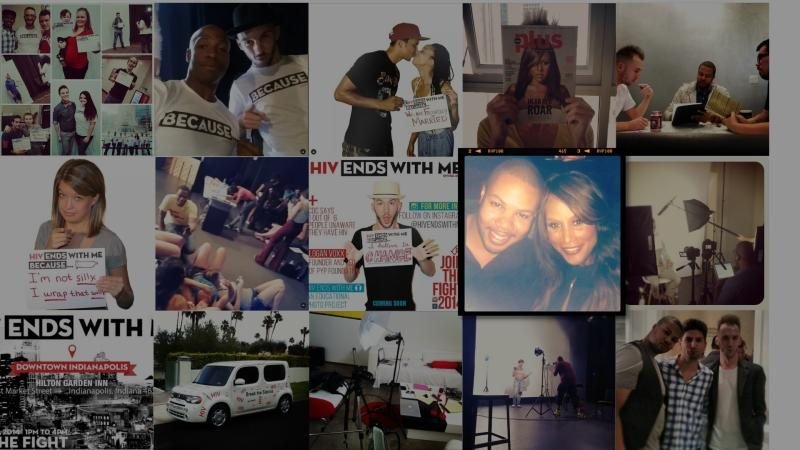 Behind-the-scenes collage of campaign shoots, events, and a branded vehicle